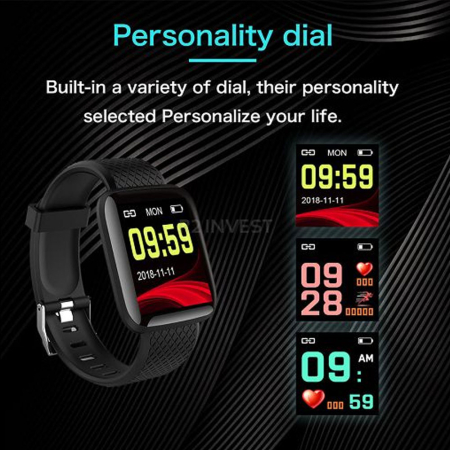 Bratara fitness M116S, smart band, Bluetooth 4.0, display 1.3 inch color, functie pedometru, masurare oxigen in sange, monitorizare ritm cardiac si somn, notificari aplicatii, USB, rezistenta apa [1]