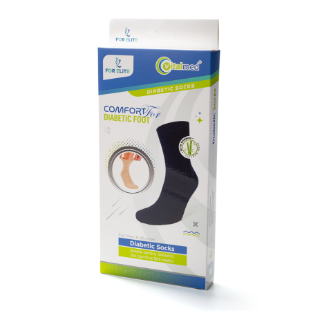 Sosete pentru diabetici For Elite Comfort, pentru barbati, din fibre moi de bambus, delicate cu pielea, cu proprietati antibacteriene si antifungice, marimea 40 - 45, Alb [2]