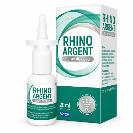 Ser fiziologic si solutii saline - Spray nazal Solinea Rhinoargent, dispozitiv medical cu argint coloidal, cupru coloidal si ulei de eucalipt, protectia si regenerarea mucoasei nazale, copii si adulti, 20 ml