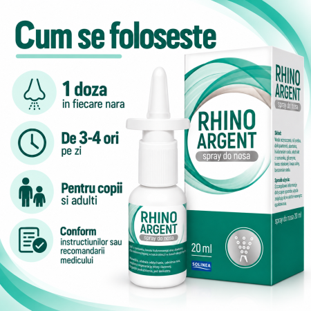 Spray nazal Solinea Rhinoargent, dispozitiv medical cu argint coloidal, cupru coloidal si ulei de eucalipt, protectia si regenerarea mucoasei nazale, copii si adulti, 20 ml [2]