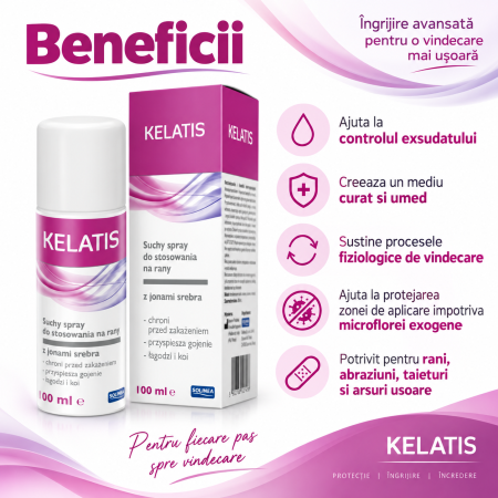 Spray pentru rani Solinea Kelatis, pulbere minerala absorbanta cu 2,5% argint ionic, dispozitiv medical, 100 ml [3]