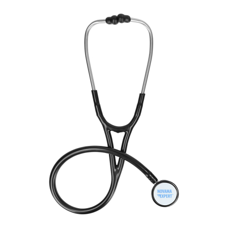 Stetoscop cardiologic Novama Expert, cap dublu din otel inoxidabil, 2 seturi de olive auriculare din silicon, o diafragma de schimb, Negru [2]