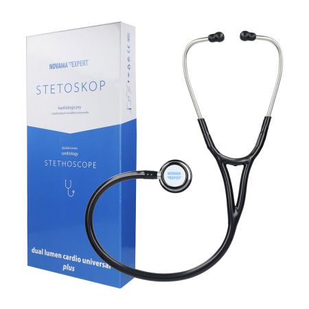 Stetoscop cardiologic Novama Expert, cap dublu din otel inoxidabil, 2 seturi de olive auriculare din silicon, o diafragma de schimb, Negru [1]