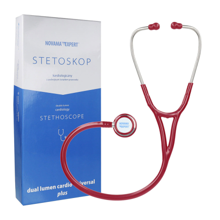 Stetoscop cardiologic Novama Expert, cap dublu din otel inoxidabil, 2 seturi de olive auriculare din silicon, o diafragma de schimb, Burgundy [6]