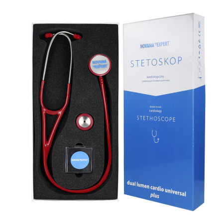 Stetoscop cardiologic Novama Expert, cap dublu din otel inoxidabil, 2 seturi de olive auriculare din silicon, o diafragma de schimb, Burgundy [5]