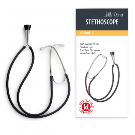 Stetoscop obstretical Little Doctor LD Prof IV, forma de clopot, 2 tuburi, lungime tub 56 cm, Negru/Inox [2]