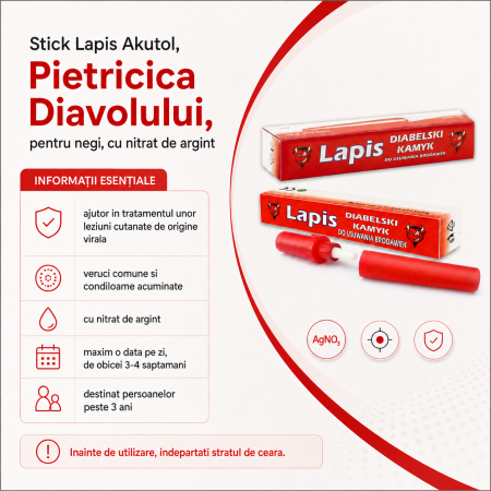 Stick Lapis Akutol, Pietricica Diavolului, pentru negi, cu nitrat de argint [4]