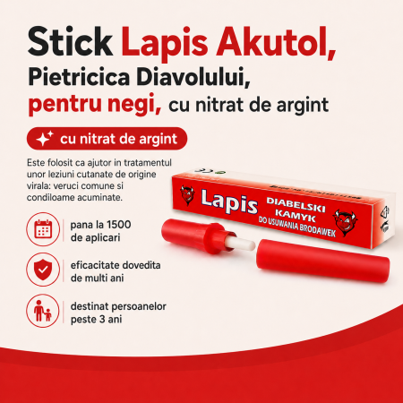 Stick Lapis Akutol, Pietricica Diavolului, pentru negi, cu nitrat de argint [1]