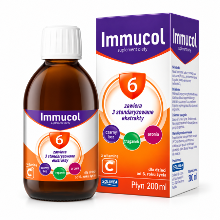 Suplimente nutritive - Supliment alimentar sirop Solinea Immucol 6, cu soc negru, aronia, astragalus si vitamina C, pentru copii de la 6 ani, adolescenti si adulti, 200 ml