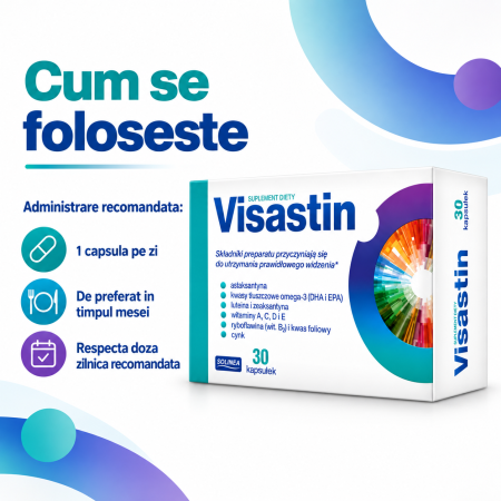 Supliment alimentar Solinea Visastin pentru sustinerea vederii, DHA, Omega 3, luteina, zeaxantina, astaxantina, vitamine si zinc, 30 capsule [2]