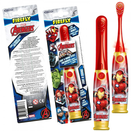 Periuta de dinti FIREFLY cu LED si efecte sonore, pentru copii 3+, Animatie Avengers Iron Man, Rosu [3]