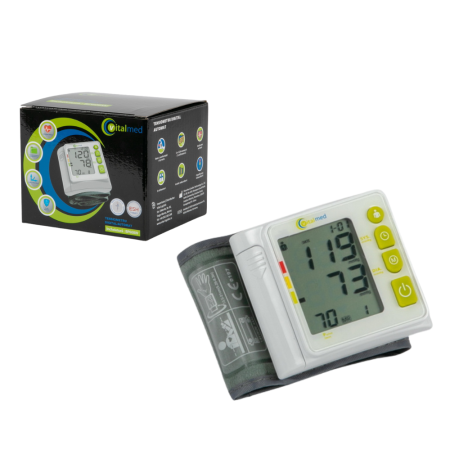 Tensiometre electronice - Tensiometru digital automat de incheietura VitalMed BP608W, memorie pentru doi utilizatori, indicator de aritmii, grafic al masuratorilor si clasificarea tensiunii, manseta 13.5 - 21 cm