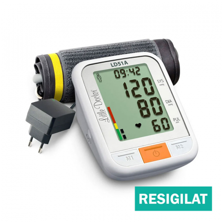 Tensiometru electronic de brat Little Doctor LD 51a, afisaj XXL, detector aritmie, indicator WHO, afisare data si ora, adaptor priza inclus, resigilat [0]