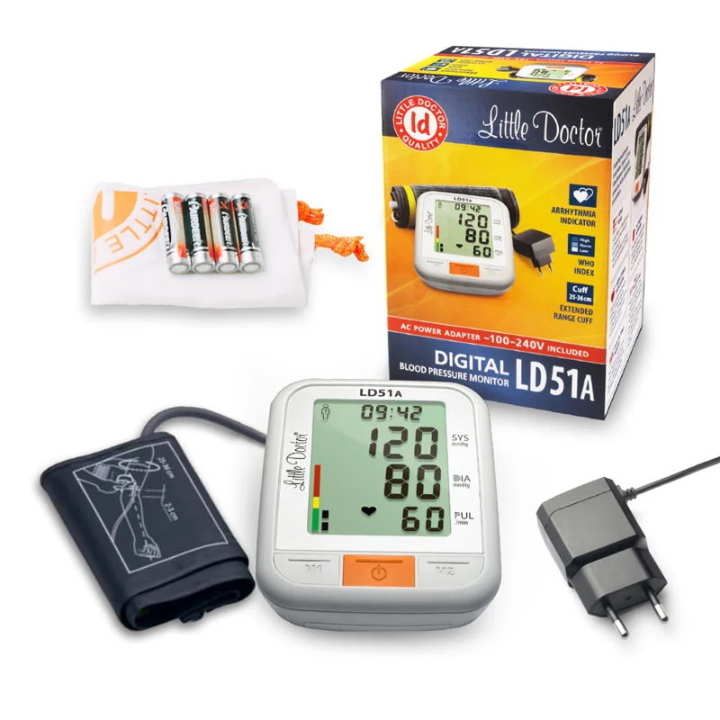 Tensiometru electronic de brat Little Doctor LD 51a, afisaj XXL, detector aritmie, indicator WHO, afisare data si ora, adaptor priza inclus, resigilat [2]