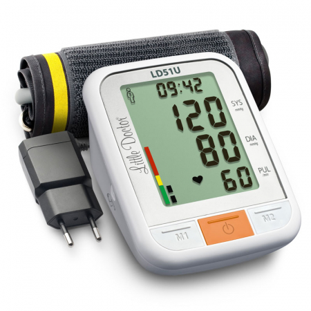 Tensiometru electronic de brat Little Doctor LD 51U, manseta 22 - 42 cm, indicator WHO, adaptor priza inclus, Alb/Gri [3]