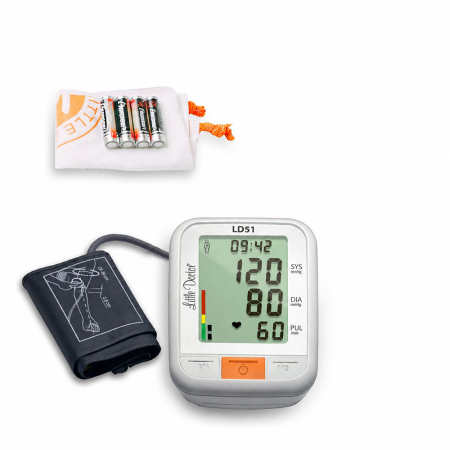 Tensiometru electronic de brat Little Doctor LD51, afisaj XXL, detector aritmie, indicator WHO, afisare data si timp, Alb/Gri [3]