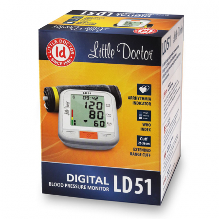 Tensiometru electronic de brat Little Doctor LD51, afisaj XXL, detector aritmie, indicator WHO, afisare data si timp, Alb/Gri, resigilat [3]