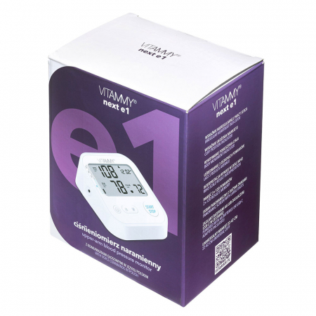 Tensiometru electronic de brat VITAMMY Next E1, USB-C inclus, detectare aritmie, detectie miscarea corpului, ecran panoramic, husa de protectie, manseta 22 - 42 cm, Alb [4]