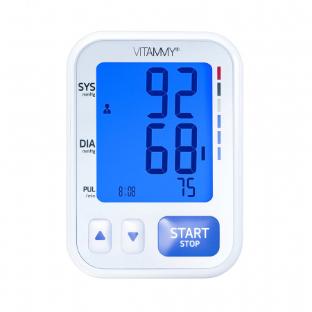 Tensiometru electronic de brat Vitammy Smart 4, mufa USB, masurare in timpul umflarii mansetei, detectare aritmie, memorare 2 utilizatori x 60 rezultate, manseta 22 - 42 cm, Alb [2]