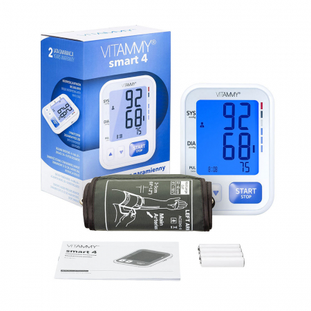 Tensiometru electronic de brat Vitammy Smart 4, mufa USB, masurare in timpul umflarii mansetei, detectare aritmie, memorare 2 utilizatori x 60 rezultate, manseta 22 - 42 cm, Alb [3]