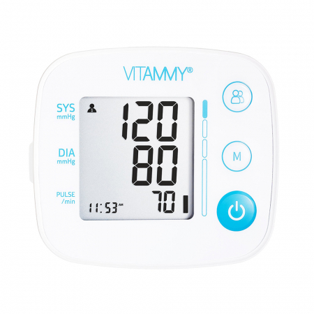 Tensiometru electronic de incheietura VITAMMY Next 0.1, masurare in timpul umflarii mansetei, detectare aritmie, detectie miscarea corpului, memorare 2 utilizatori, manseta 12.5-21.5 cm, Alb [1]