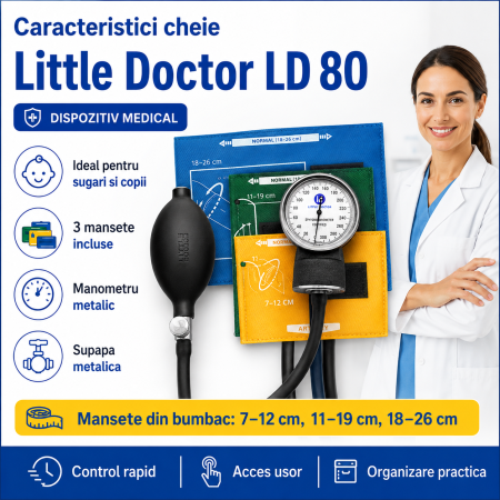 Tensiometru mecanic Little Doctor LD 80, pentru copii si nou-nascuti, fara stetoscop [3]