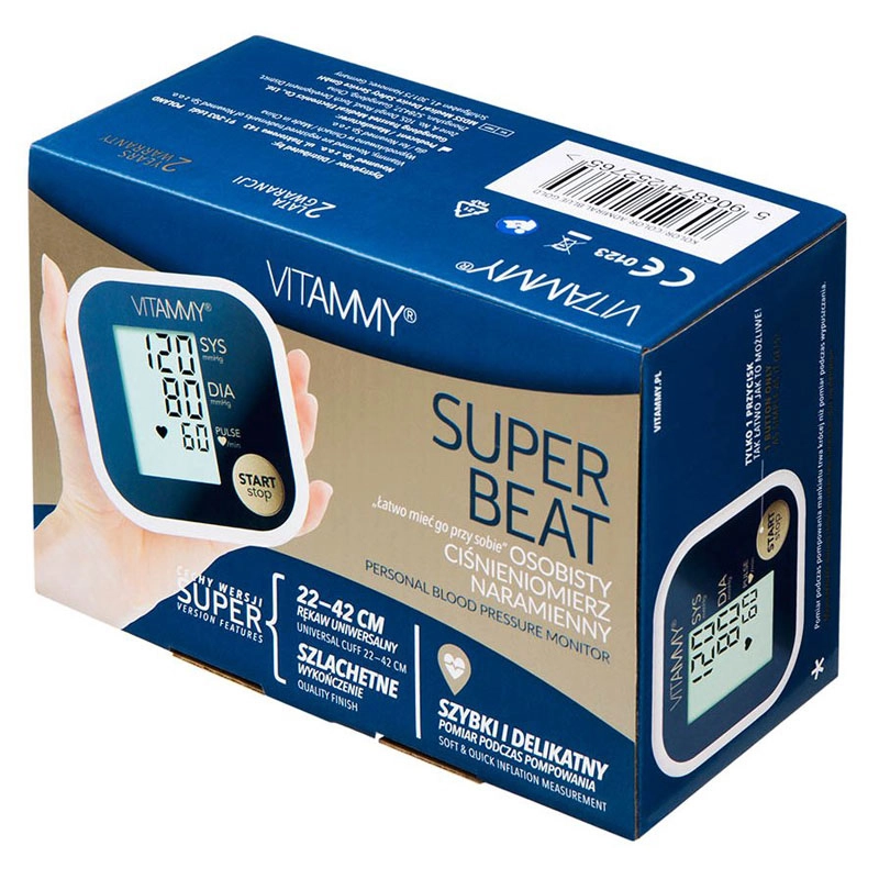 Tensiometru electronic de brat VITAMMY Super Beat, resigilat, manseta 22-42 cm, Albastru/Auriu [5]