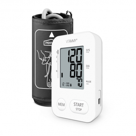 Tensiometru electronic de brat VITAMMY Next 2 +, mufa USB, adaptor inclus, detectare aritmie, memorare 2 utilizatori, Alb [4]