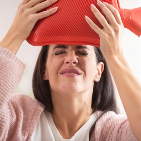 Perna cu apa calda Termofor Sanity, recipient cauciucat, capacitate 2l, efect terapeutic, Rosu [3]