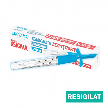 Termometru clasic ecologic Novama White Sigma, cu Galinstan, din sticla, fara mercur, fara baterii, cu agitator, Alb, resigilat [0]
