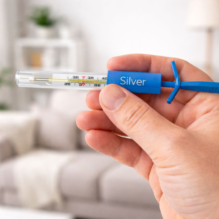 Termometru clasic Sanity Silver, din sticla, hipoalergenic, fara mercur, nichel sau PVC, usor de utilizat, igienic, sigur [4]