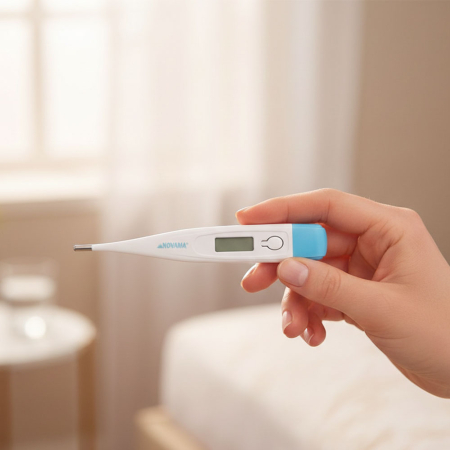 Termometru electronic tip stilou Novama White PI, rezistent la apa, afisaj clar, memorie pentru ultima masuratoare, oprire automata, etui de protectie [3]