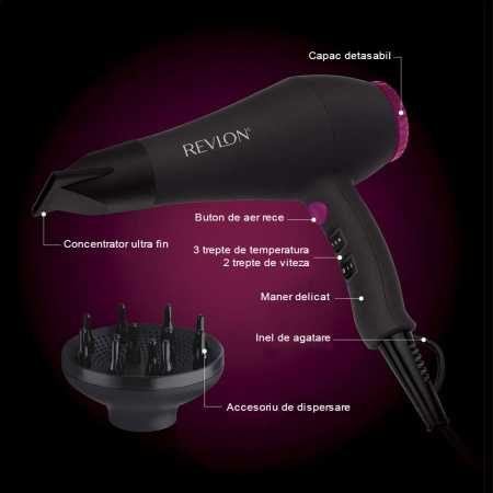 Uscator de par REVLON Smooth Brilliance RVDR5251E1, 2 viteze, 3 trepte de temperatura, resigilat [3]