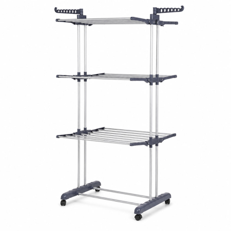 Electrocasnice & climatizare - Uscator de rufe vertical XXL, stabil, pliabil, pe mai multe niveluri, maxim 50 kg, 172 cm inaltime, roti pentru mutare usoara