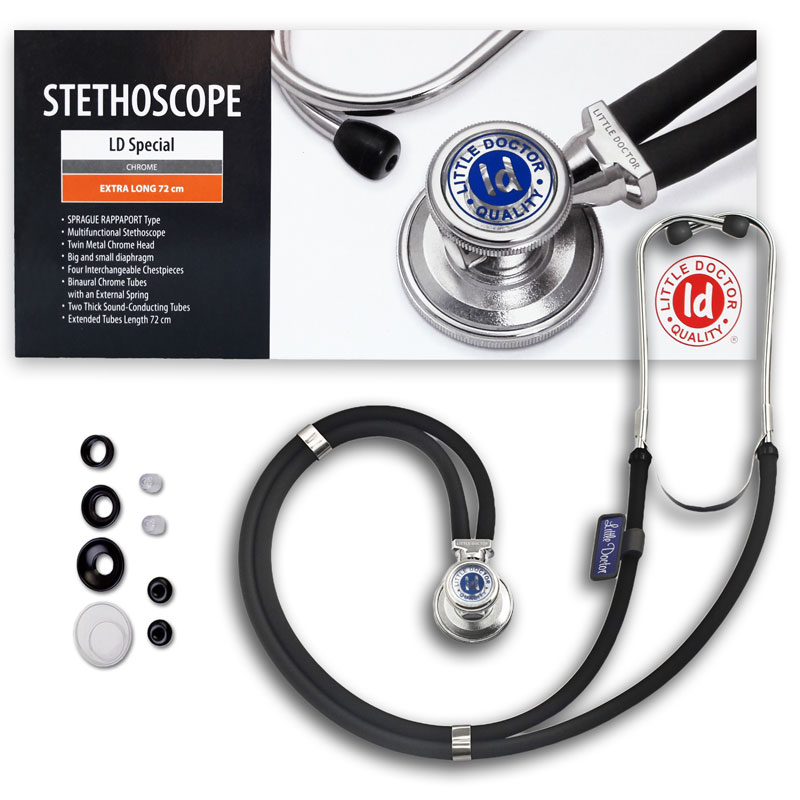 rinse Eyesight Pasture Stetoscop Little Doctor LD Special, 2 tuburi, lungime tub 72cm, Negru/Inox