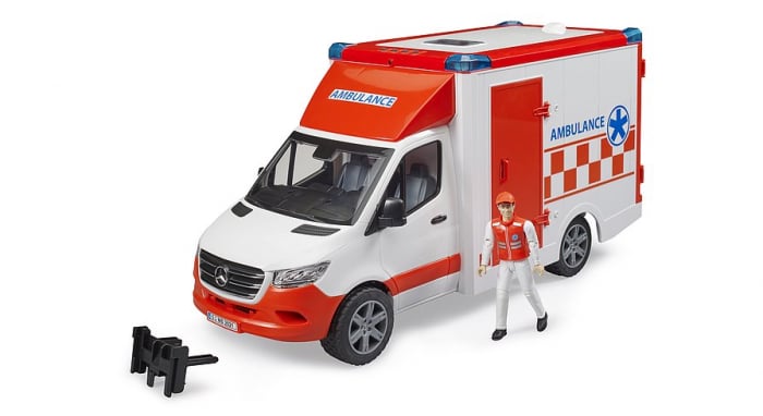 Ambulanta Mercedes Benz Sprinter cu modul lumini, sunet si figurina paramedic, Bruder [1]