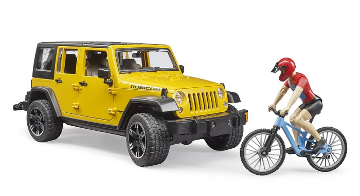 Jucarie Jeep Wrangler Rubicon cu bicicleta si figurina biciclist, Bruder [5]