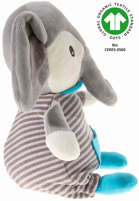 Jucarie accesoriu pentru bebelusi din plus combinat cu bumbact organic, model elefant, Heunec [2]
