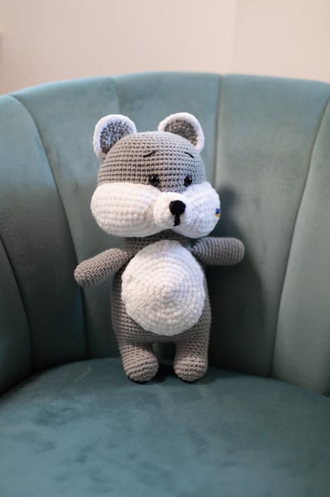 Jucarie ursulet gri deschis crosetata hand-made din materiale moi, de calitate, Yulia's Crochets [2]