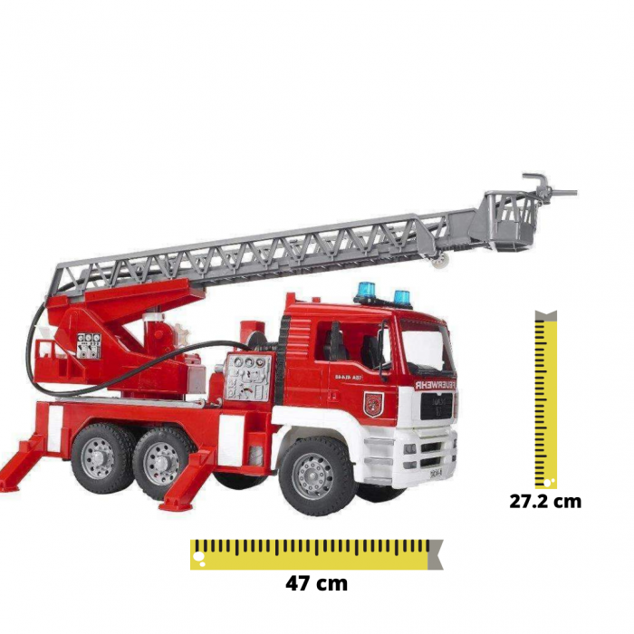 Jucarie Camion de pompieri  MAN TGA, cu pompa de apa si modul de lumini si sunet. Dimensiuni 47 x 17.5 x 24.2 cm [1]
