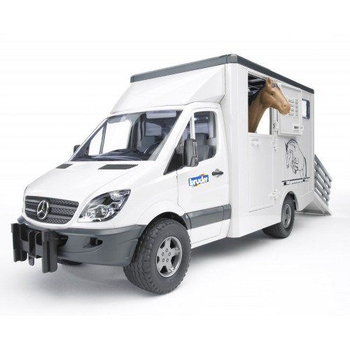 Jucarie Duba Mercedes Benz transporter animale si figurina cal Bruder [2]