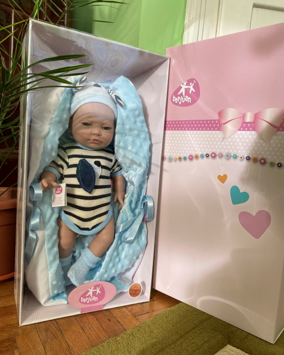 Papusa bebelus baiat, Arrullo Azul, colectia New Born Special, Berjuan handmade luxury dolls [2]