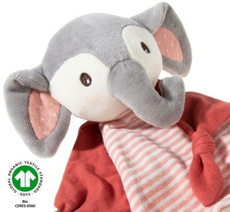 Accesoriu de atasament pentru bebelusi din bumbac organic, model elefant "Cranberry", Heunec [1]