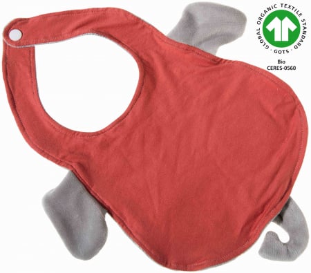 Accesoriu pentru bebelusi tip bavetica cu model elefant "Cranberry", din bumbac organic certificat, Heunec [1]