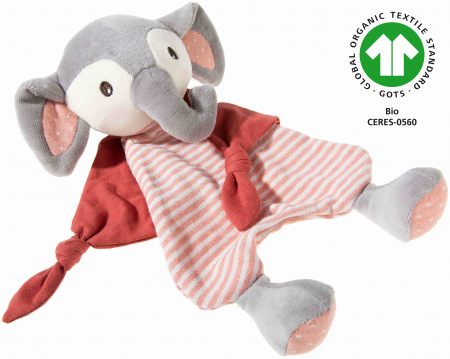 Accesoriu de atasament pentru bebelusi din bumbac organic, model elefant "Cranberry", Heunec [0]