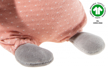 Jucarie accesoriu pentru bebelusi din plus combinat cu bumbact organic, model urs panda "Cranberry", Heunec [3]
