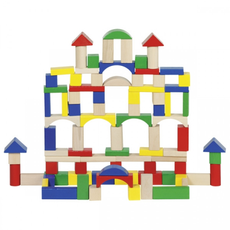 Joc cu blocuri colorate din lemn pentru copii, pentru dezvoltarea imaginatiei, creativitatii si a motricitatii, Goki  [0]