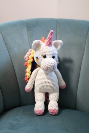 Jucarie unicorn multicolor crosetata hand-made din materiale moi, de calitate, Yulia's Crochets [0]