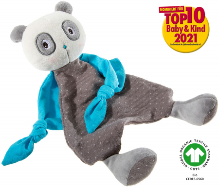 Accesoriu de atasament pentru bebelusi din bumbac organic, model urs panda "River Blue", Heunec [0]