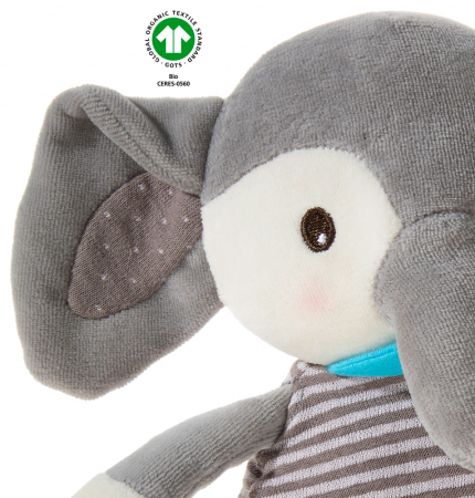 Jucarie accesoriu pentru bebelusi din plus combinat cu bumbact organic, model elefant, Heunec [3]